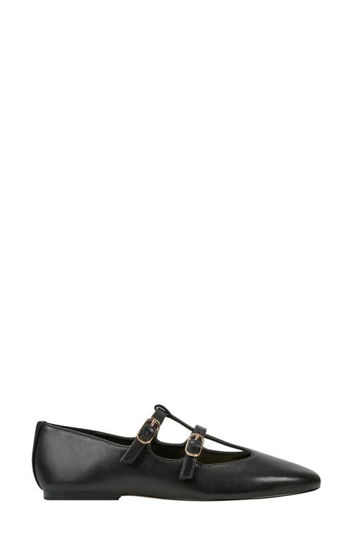 Marc Fisher Ltd Evie T-strap Flat In Black Leather