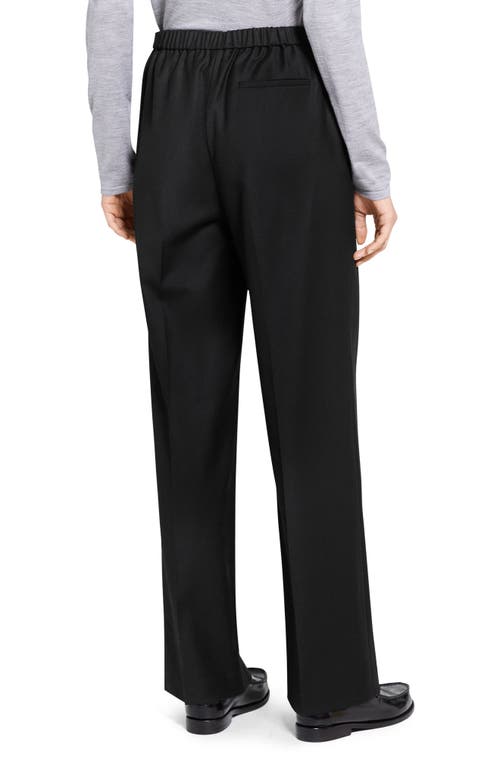 Theory Wide Leg Pull On Full Length Pants In Wool In Black