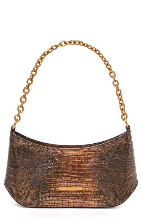Lilibeth Croc Embossed Leather Shoulder Bag
