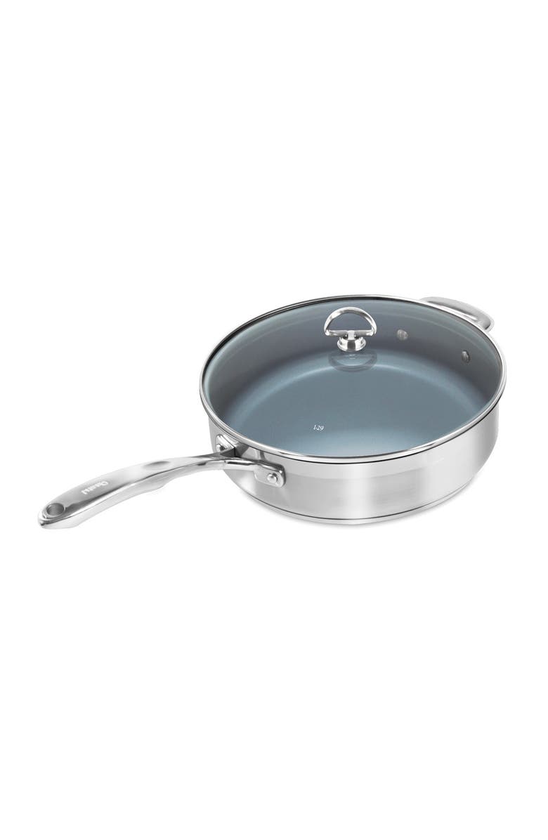 CHANTAL Induction 21 Saute Pan w/ Ceramic Coating & Glass Lid, 5 Quart, Main, color, Silver