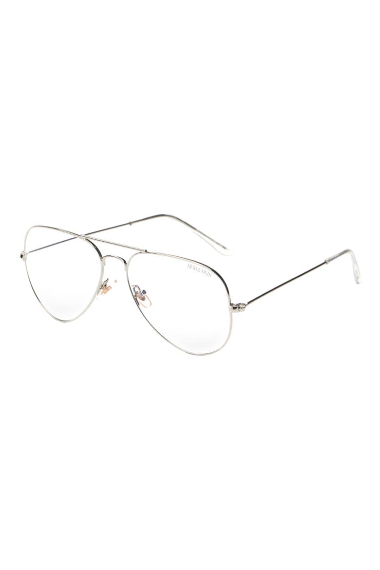 Charlie 53mm Aviator Blue Light Blocking Glasses, Alternate, color, SILVER