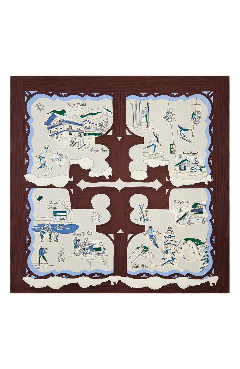 Tory Burch Chalet Silk Square Scarf, Alternate, color, 