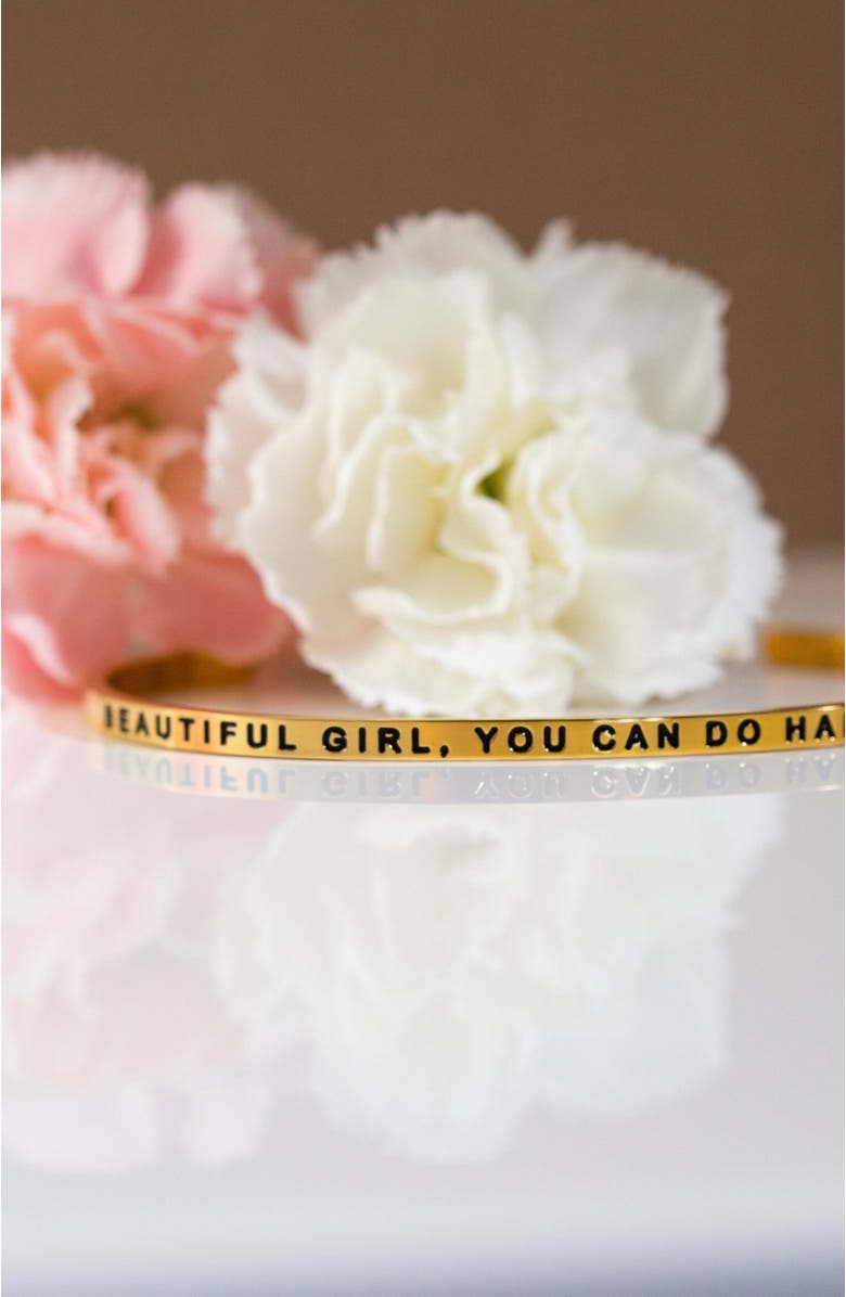 Mantra Beautiful Girl, You Can Do Hard Things bracelet, Alternate, color, Outside - Silver