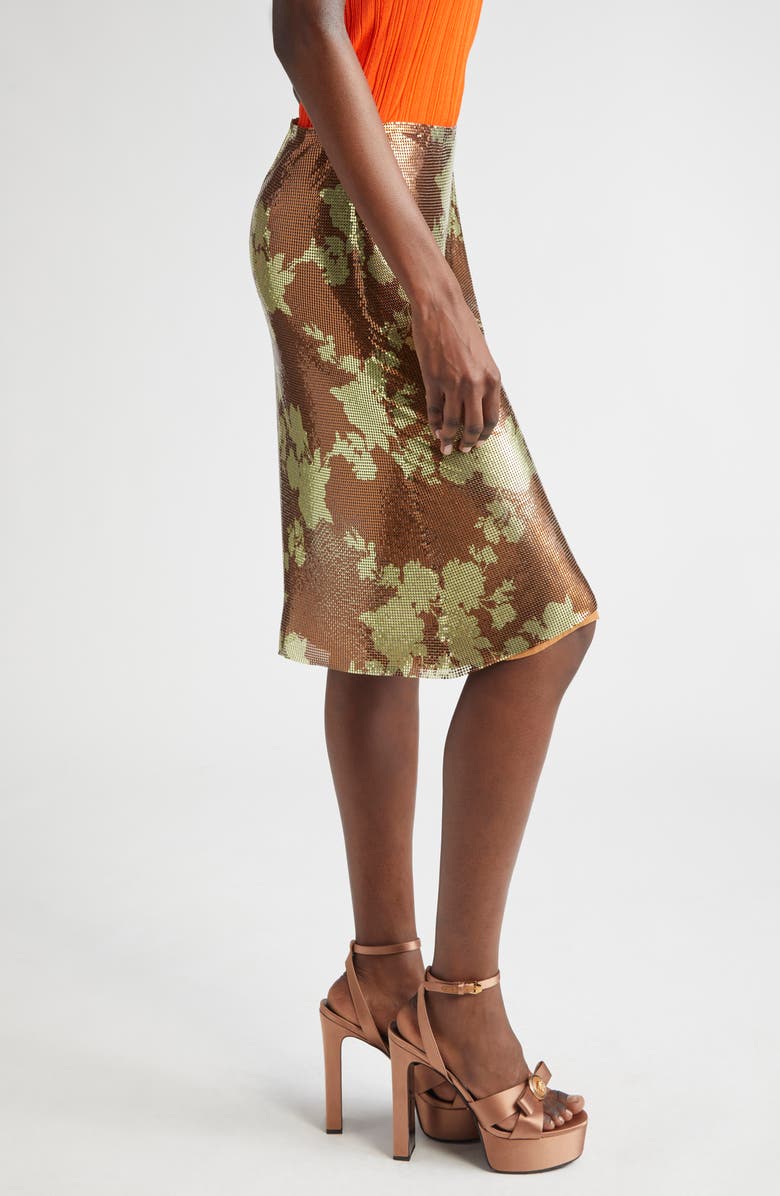 Versace Wild Roses Metallic Mesh Midi Skirt, Alternate, color, 