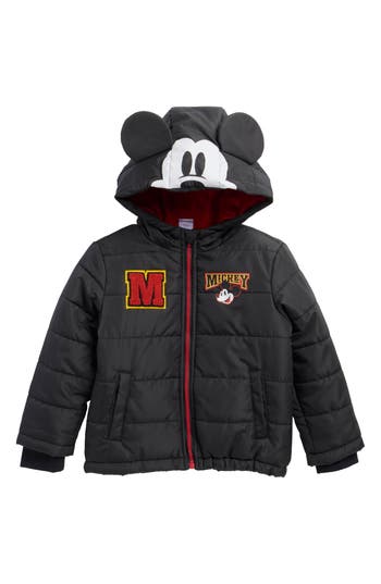 Assorted Kids' Mickey Mouse Quilted Puffer Jacket In Gray