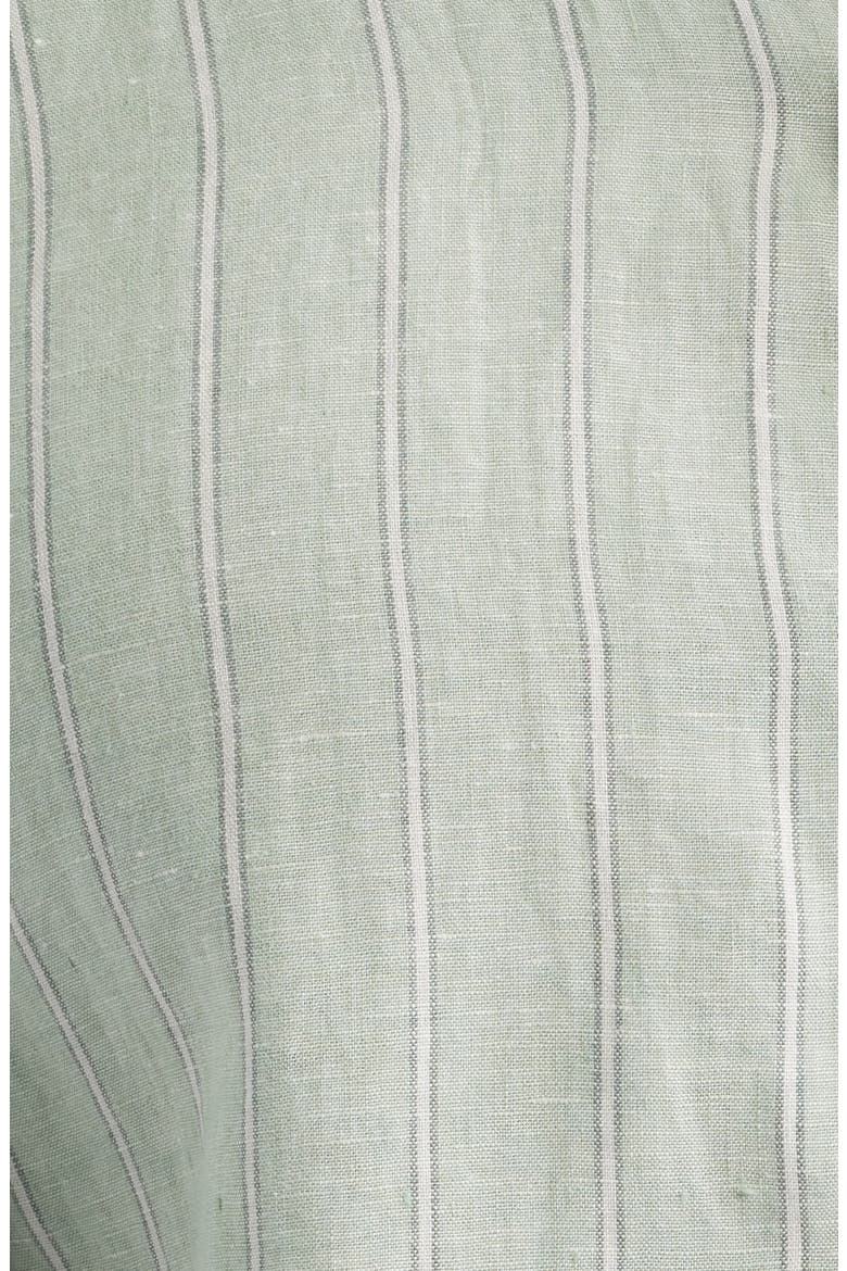 Stripe Short Sleeve Linen Button-Up Shirt, Alternate, color, GREEN BAND STRIPE