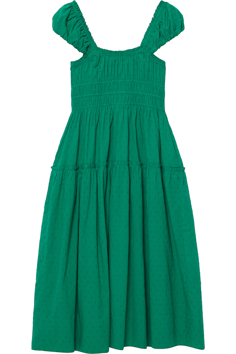 Cotton Scoop Neck Midi Dress, Alternate, color, Green