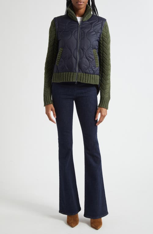 Veronica Beard Patra Quilted Mixed Media Wool Blend Jacket In Blue