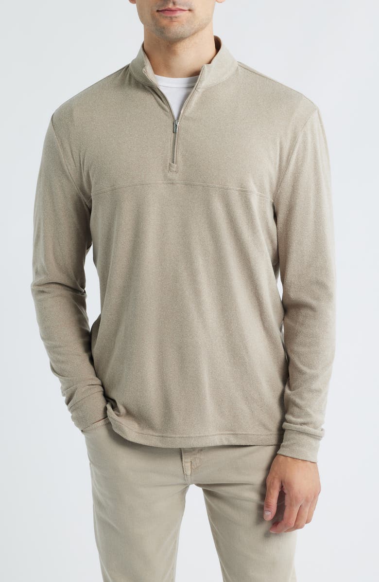 johnnie-O Mikey Quarter Zip Pullover, Main, color, Almond