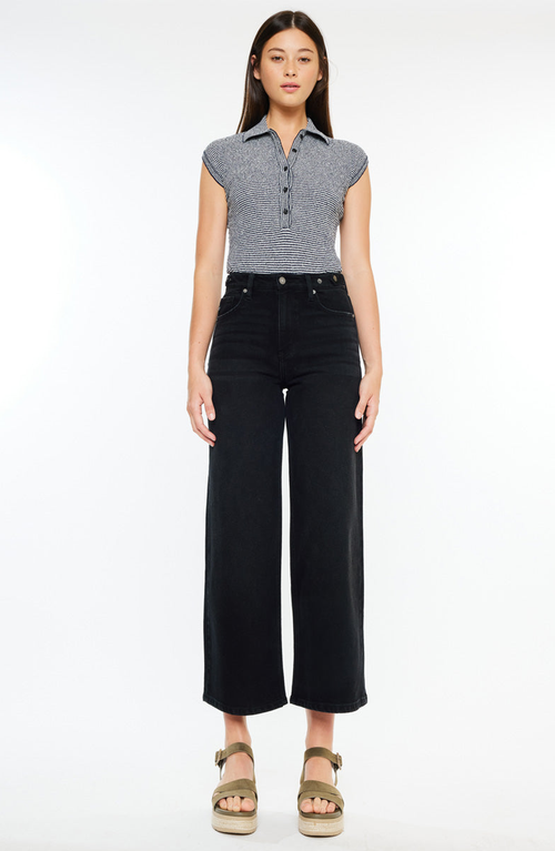 Kancan Victoria Ultra High Rise Cropped Wide Leg Jeans In Multi