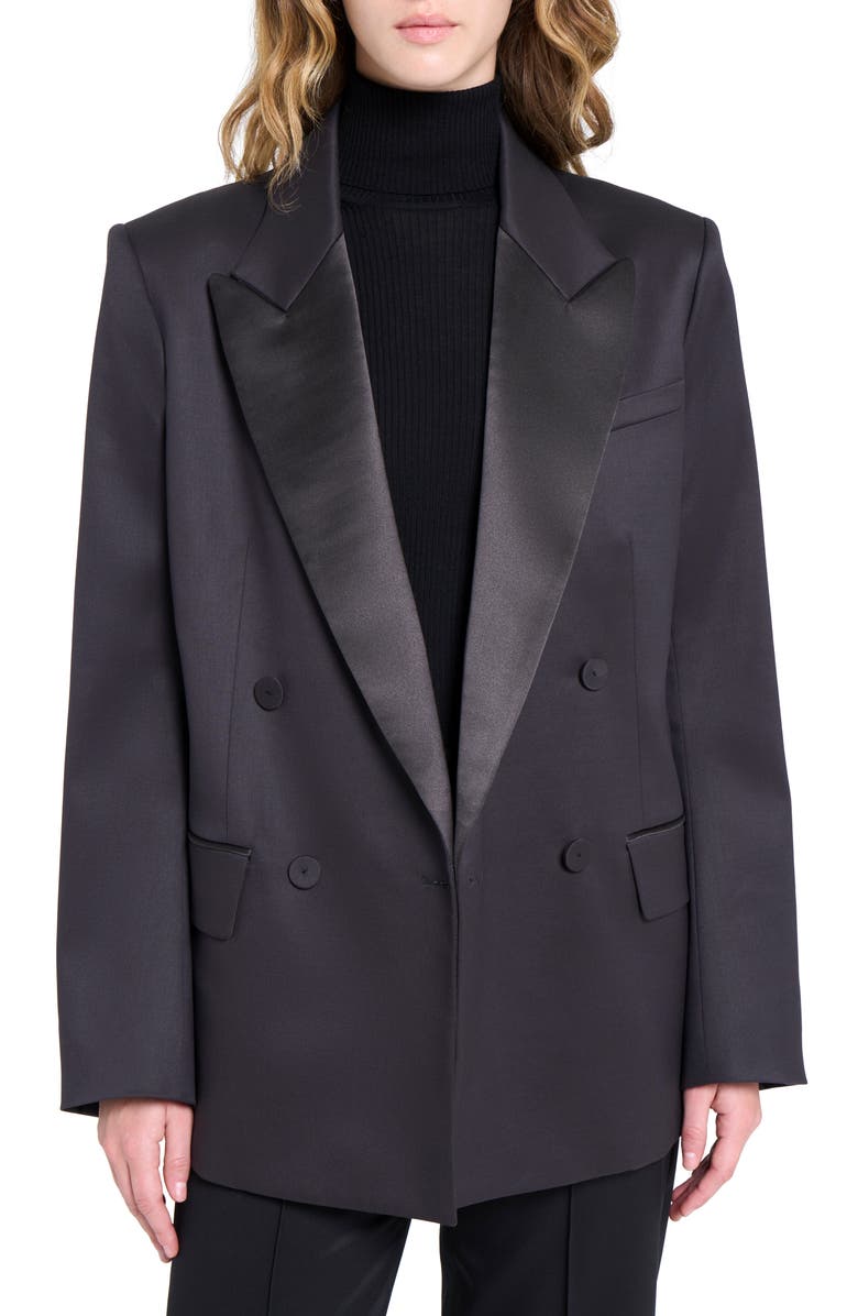 TWP Harper Double Breasted Tuxedo Jacket, Main, color, Black