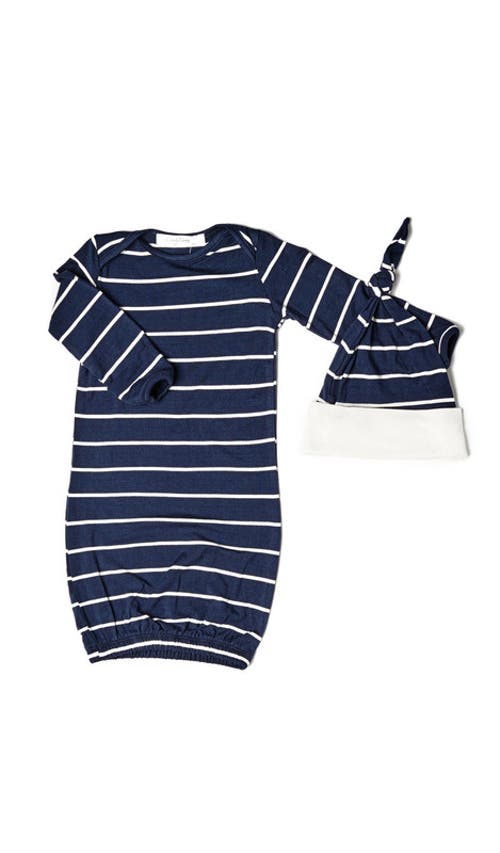 Everly Grey Analise During & After 5-piece Maternity/nursing Sleep Set For Mom & Baby In Blue