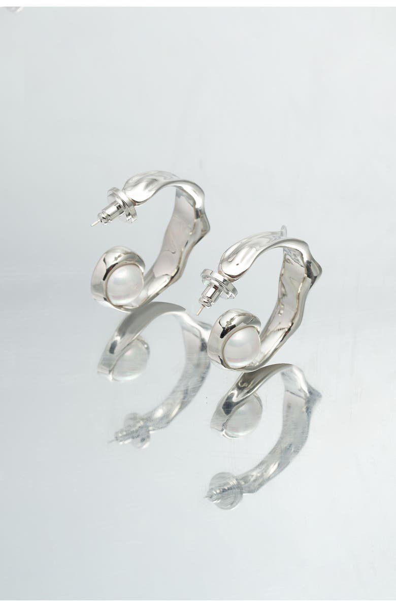 Classicharms Natalie Molten Sculptural Hoop Earrings, Alternate, color, Silver