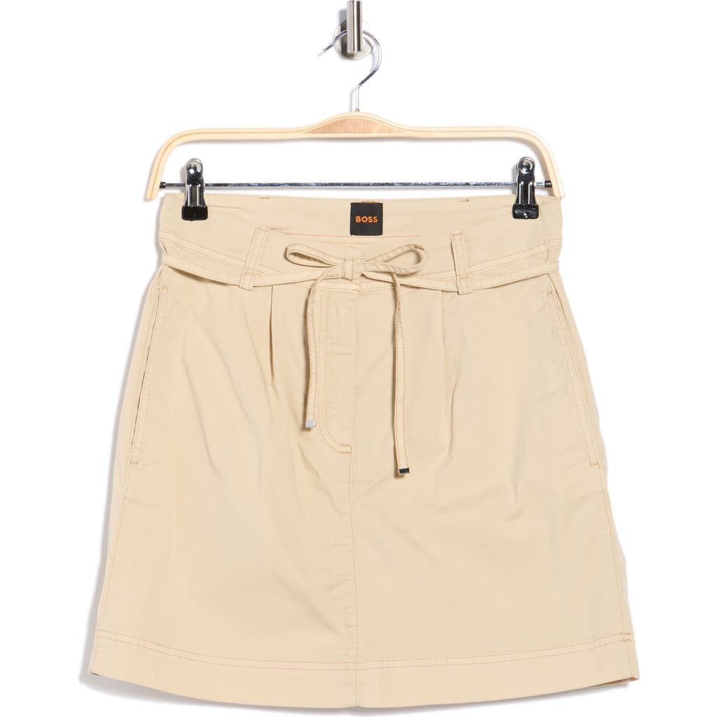 Hugo Boss Boss Orange Varachute Belted Stretch Cotton Miniskirt In Brown