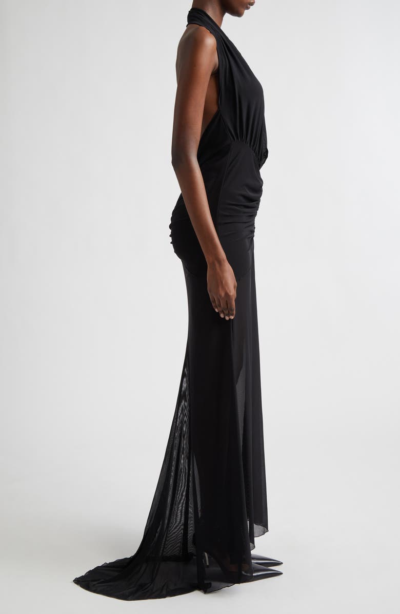 KIM SHUI Stretch Mesh Halter Dress, Alternate, color, Black