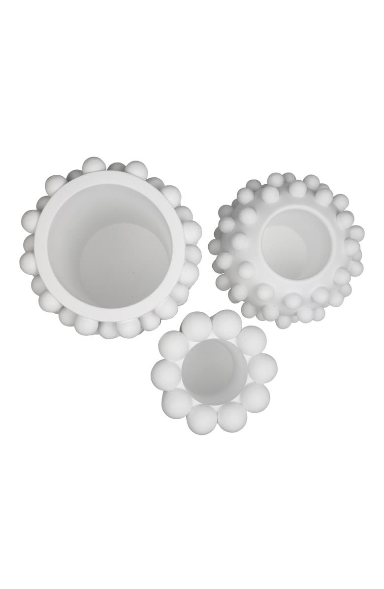 JONATHAN Y Maren Modern Minimalist Handmade Concrete Bubble Cylinder and Round Planter Set, Alternate, color, White