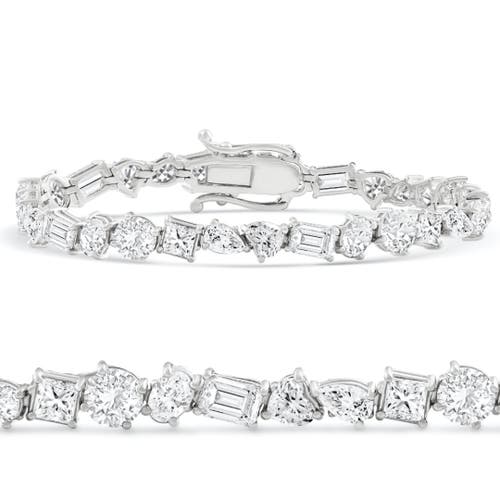 Bliss Diamond F/vs 15ct Mixed Fancy Cut Diamond Tennis Bracelet 14k Gold Lab Grown 7" In 14k White Gold
