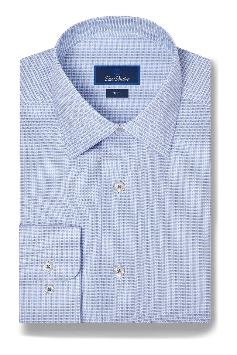 Trim Fit Micro Dobby Dress Shirt, Main, color, BLUE/ SKY