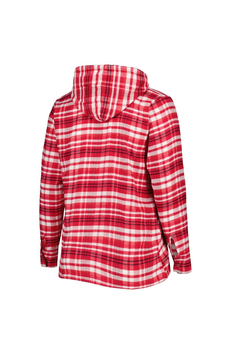 PROFILE Women's Red/Black Georgia Bulldogs Plus Size Mainstay Plaid Henley Raglan Pullover Hoodie, Alternate, color, 