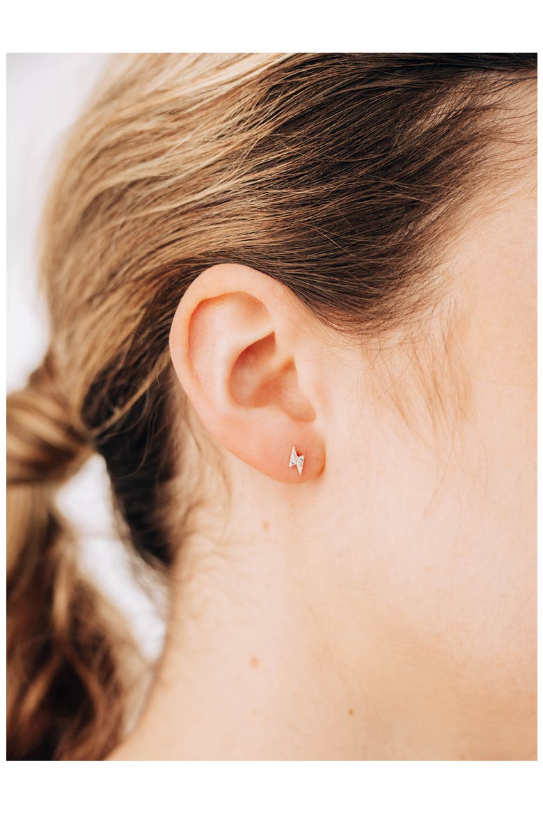 Celestial Lightning Bolt Stud Earrings, Alternate, color, GOLD