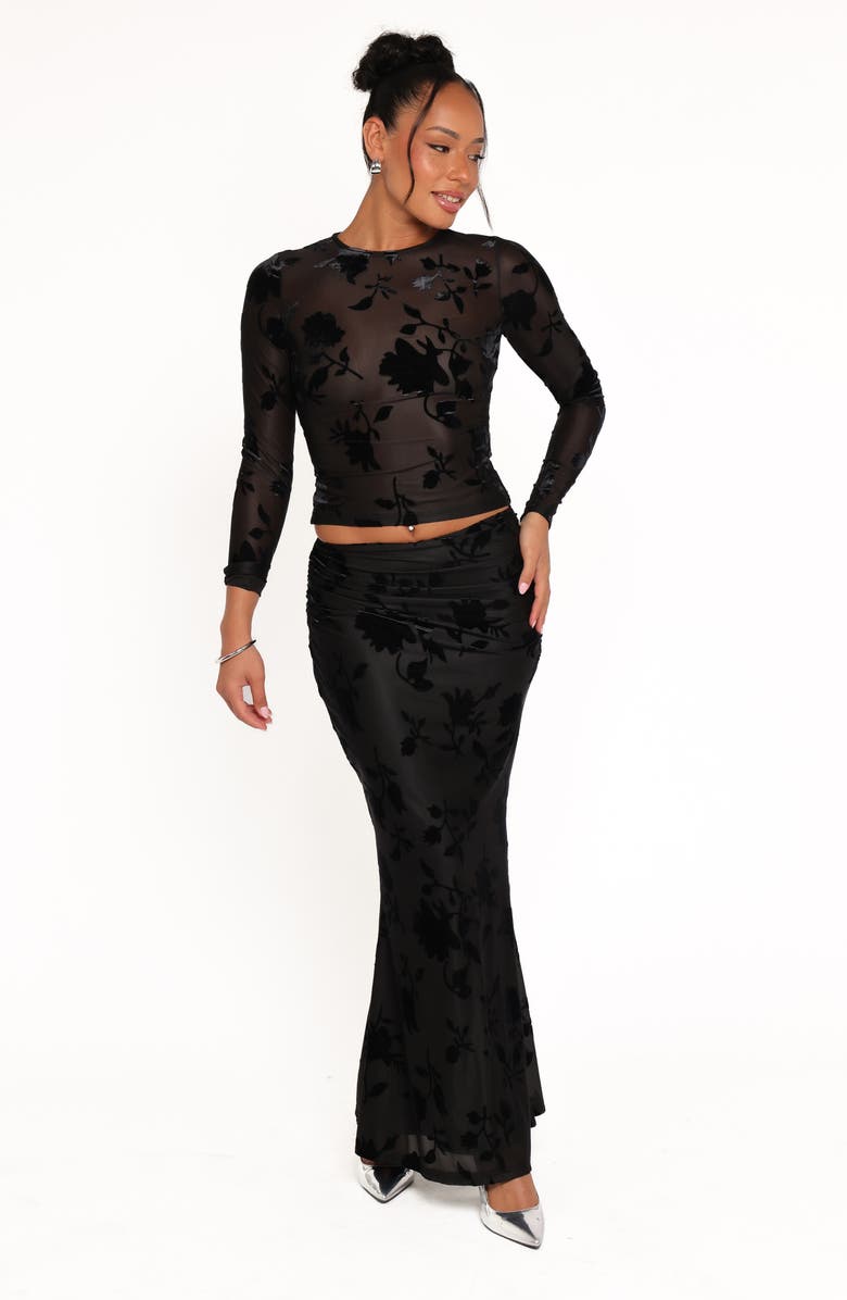 Petal & Pup Emily Burnout Velvet Maxi Skirt, Alternate, color, 