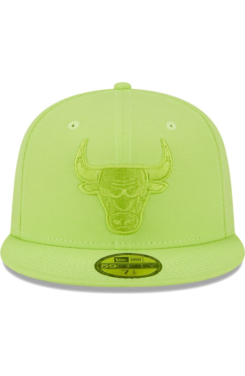 New Era Men's New Era Neon Green Chicago Bulls Spring Color Pack 59FIFTY Fitted Hat, Alternate, color, 