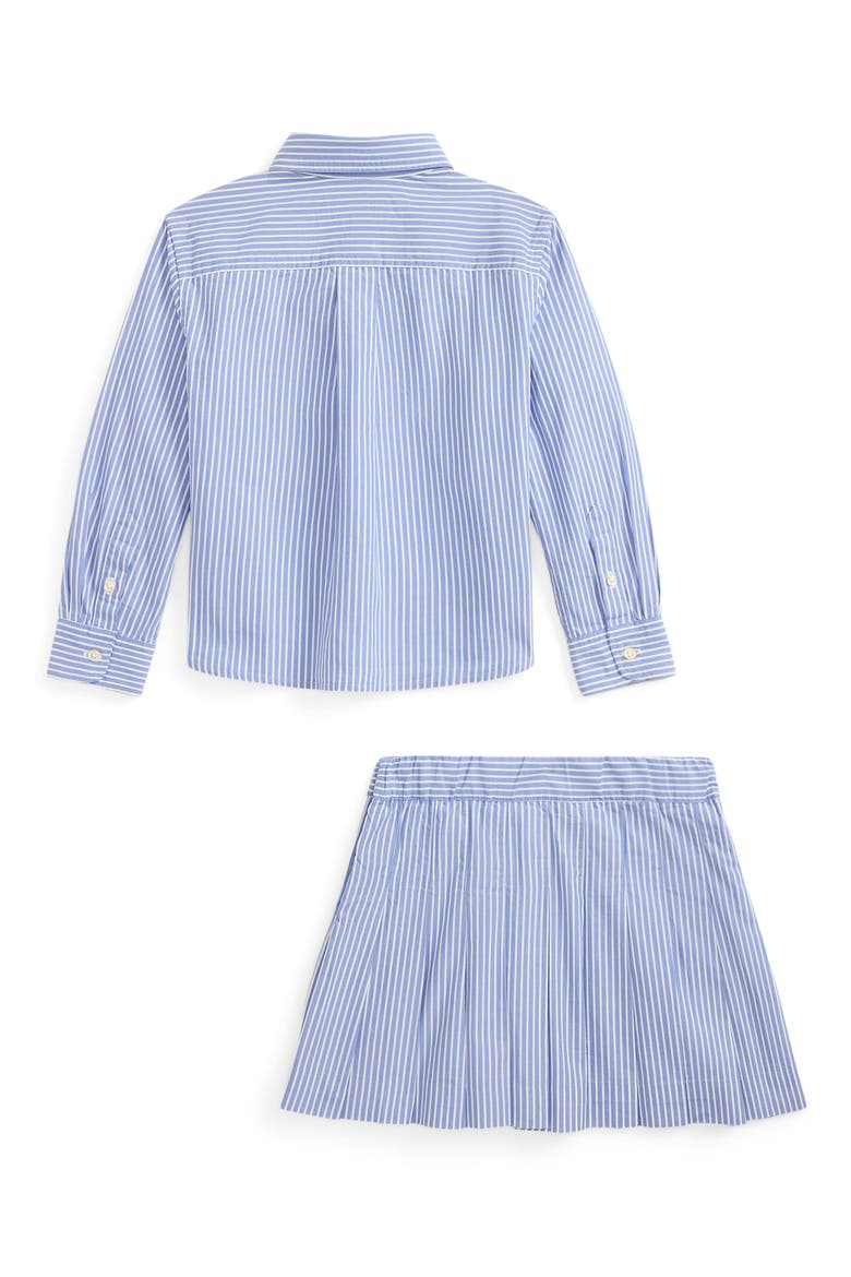 Kids' Stripe Cotton Poplin Button-Up Shirt & Skirt, Alternate, color, BLUE WHITE