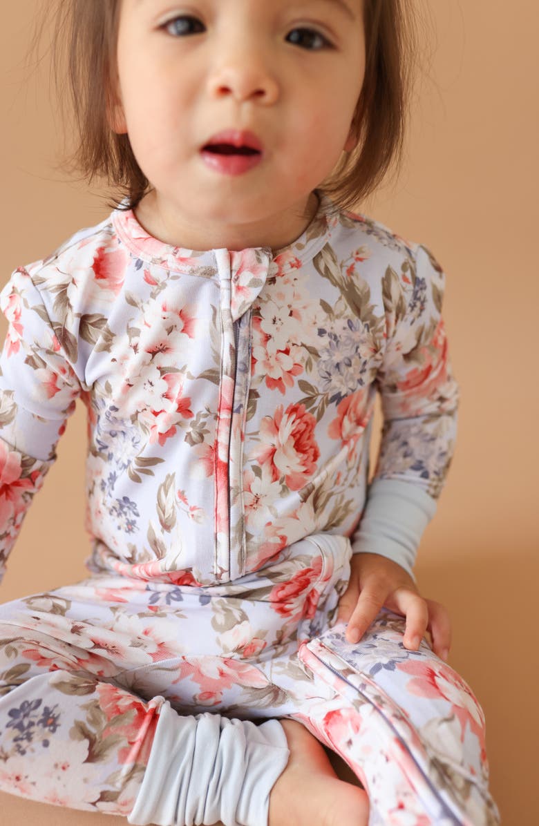 Posh Peanut Aviva Fitted Convertible One-Piece Pajamas, Alternate, color, Blue