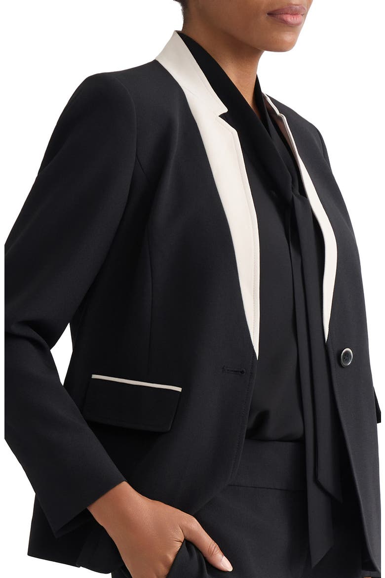 Colorblock Stretch Crepe Jacket, Alternate, color, BLACK/ PARCHEMENT