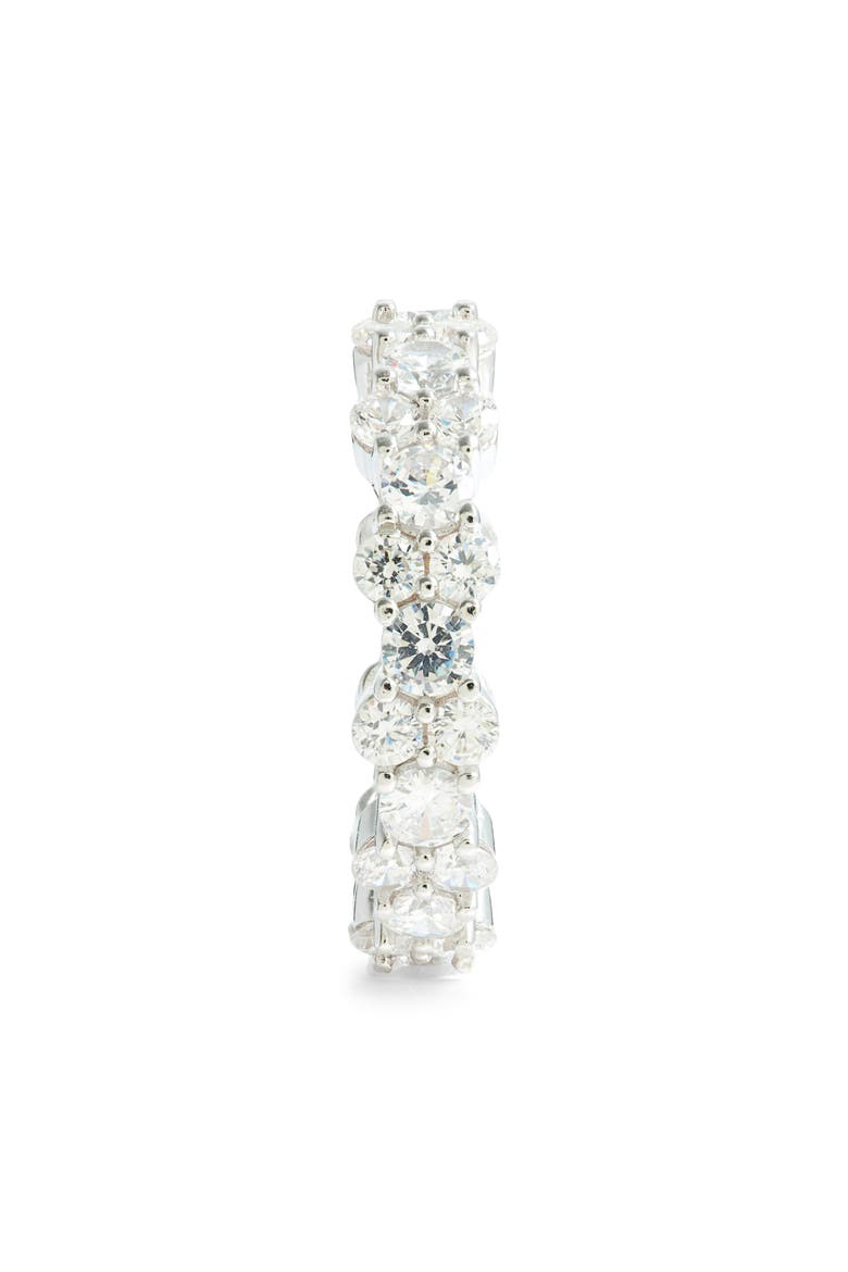 Sterling Silver Cluster Cubic Zirconia Eternity Band Ring, Alternate, color, WHITE