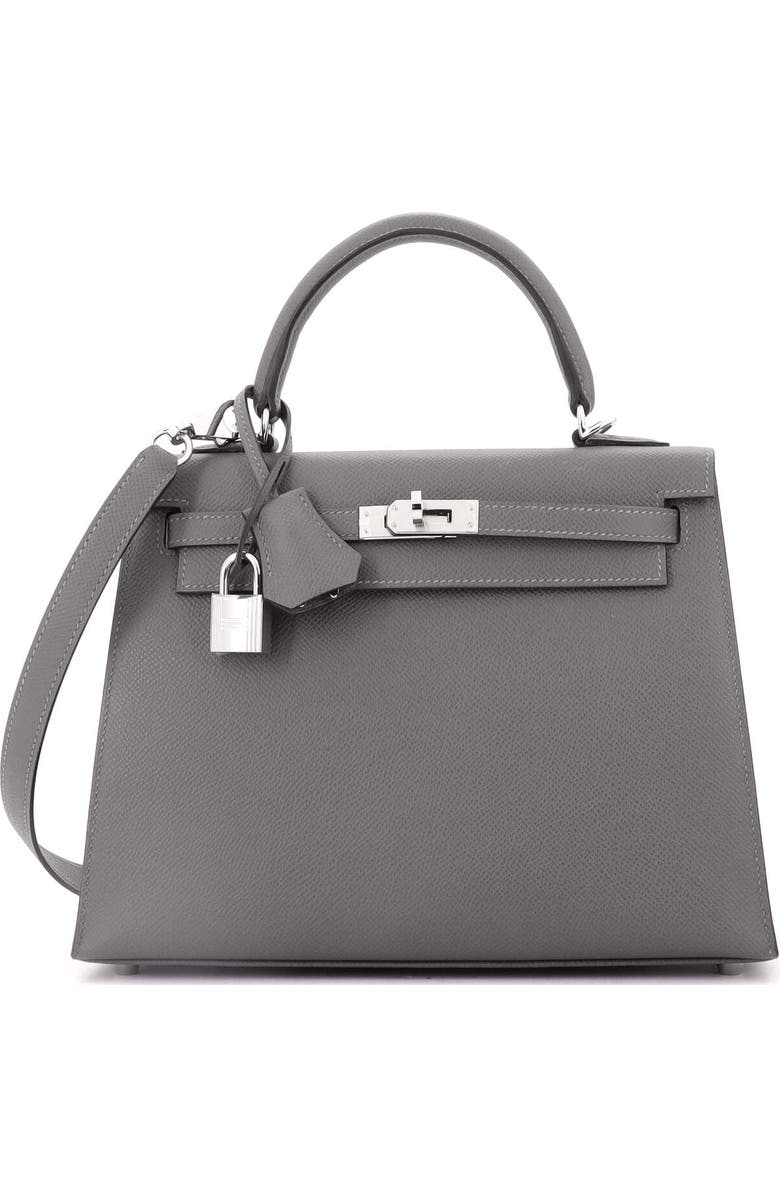 Pre-Owned Hermes Kelly Handbag Grey Epsom with Palladium Hardware 25, Main, color, Gris Meyer