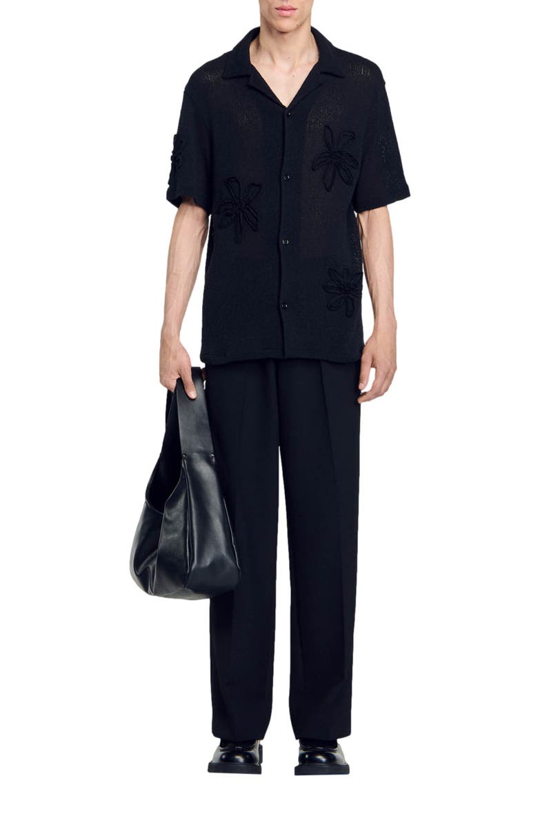 SANDRO Floral knit shirt, Alternate, color, 