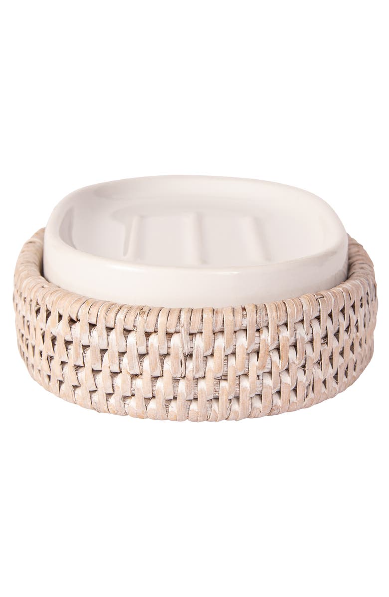 Artifacts Trading Company<sup>™</sup> Artifacts Rattan Rattan Oval Soap Dish with Ceramic Insert, Alternate, color, Tudor Black