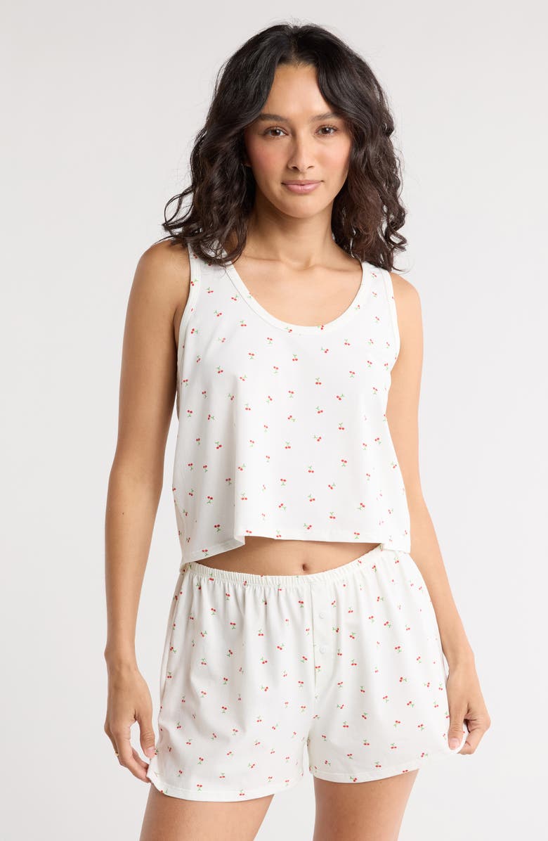 Abound Tank Short Pajamas, Main, color, Ivory Cherry Toss