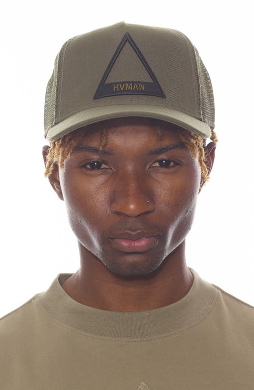 Hvman Triangle Logo Mesh Trucker Hat In Sage