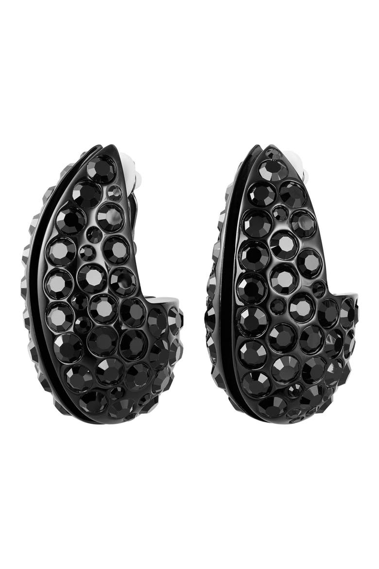 Wave Crystal Earrings, Main, color, BLACK
