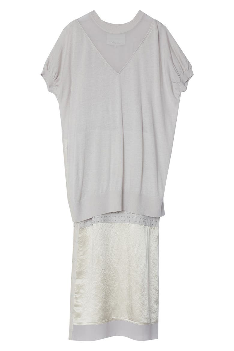 Mixed Media Studded Knit Dress, Alternate, color, CLOUD