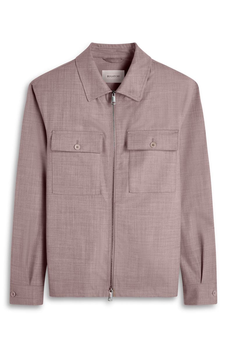 Bugatchi Stretch Wool Zip Shirt Jacket, Alternate, color, Sand