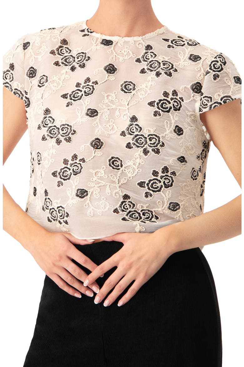 Floral Embroidered See-Though Crop Top, Alternate, color, Natural