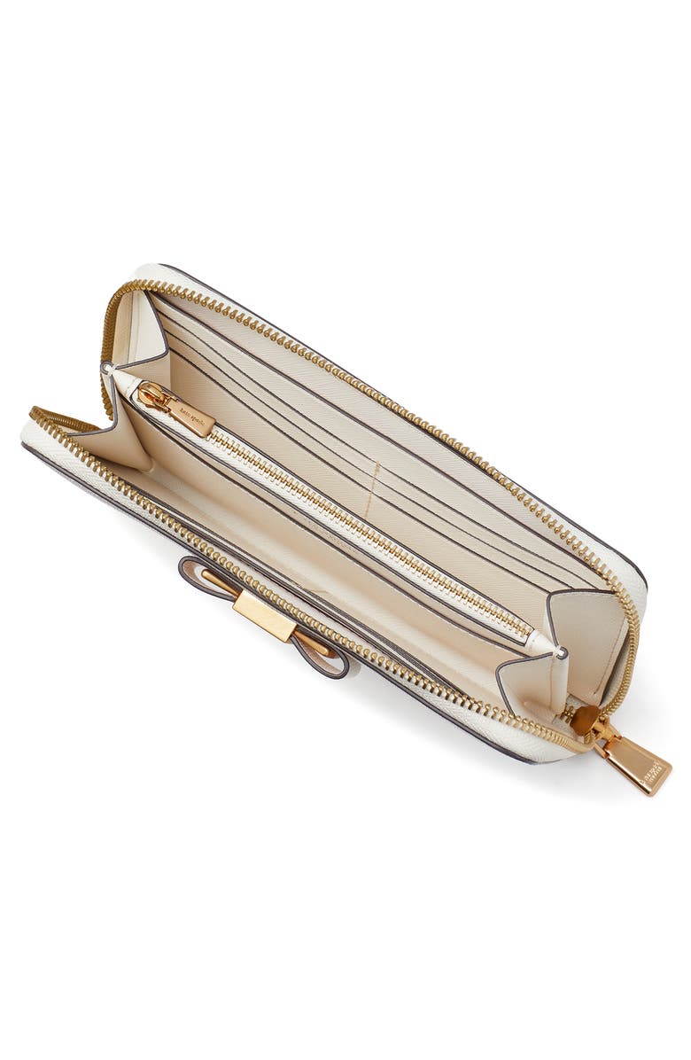 Kate Spade New York morgan embellished bow saffiano leather wallet, Alternate, color, Parchment.