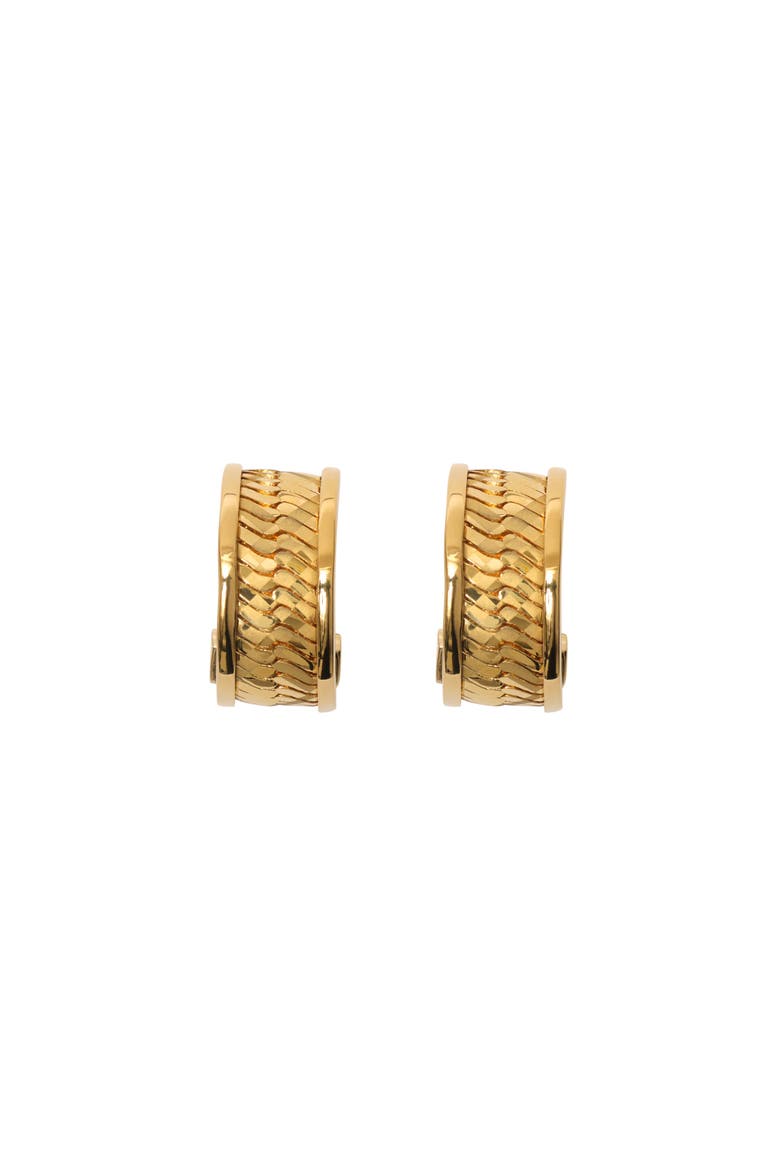 Engraved Check Hoop Earrings, Main, color, Gold