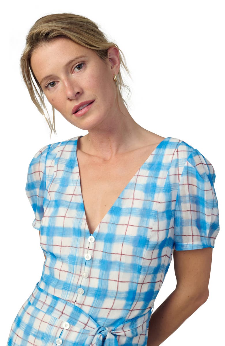 Joe's The Halle Button Front Midi Dress, Alternate, color, Blue/ Rust Check