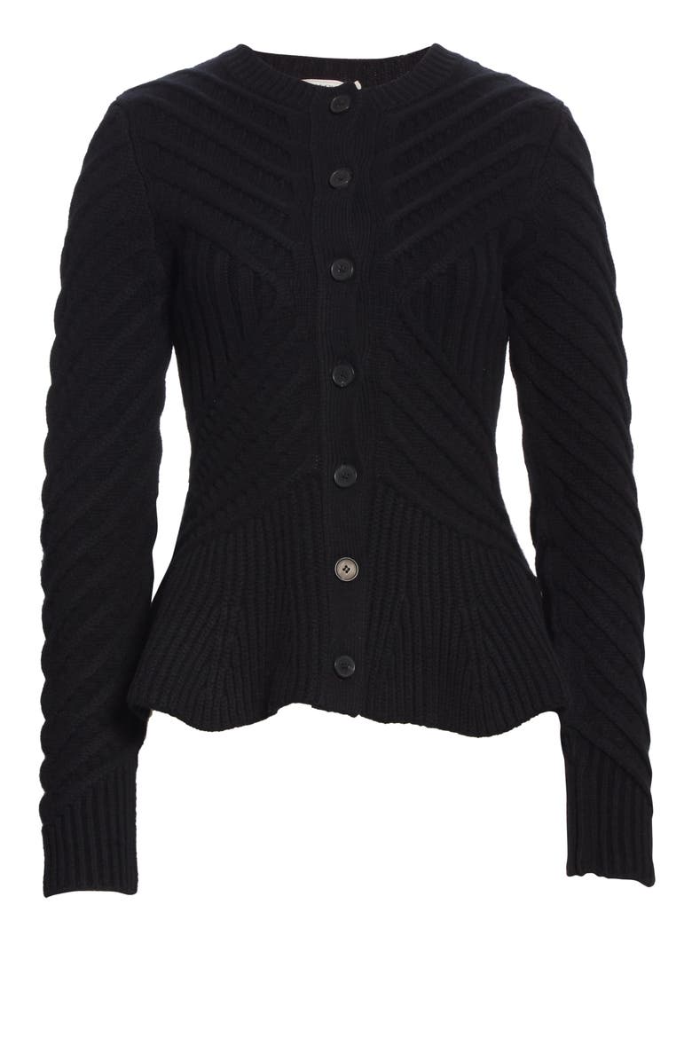 Alexander McQueen Angled Cable Cardigan, Alternate, color, BLACK
