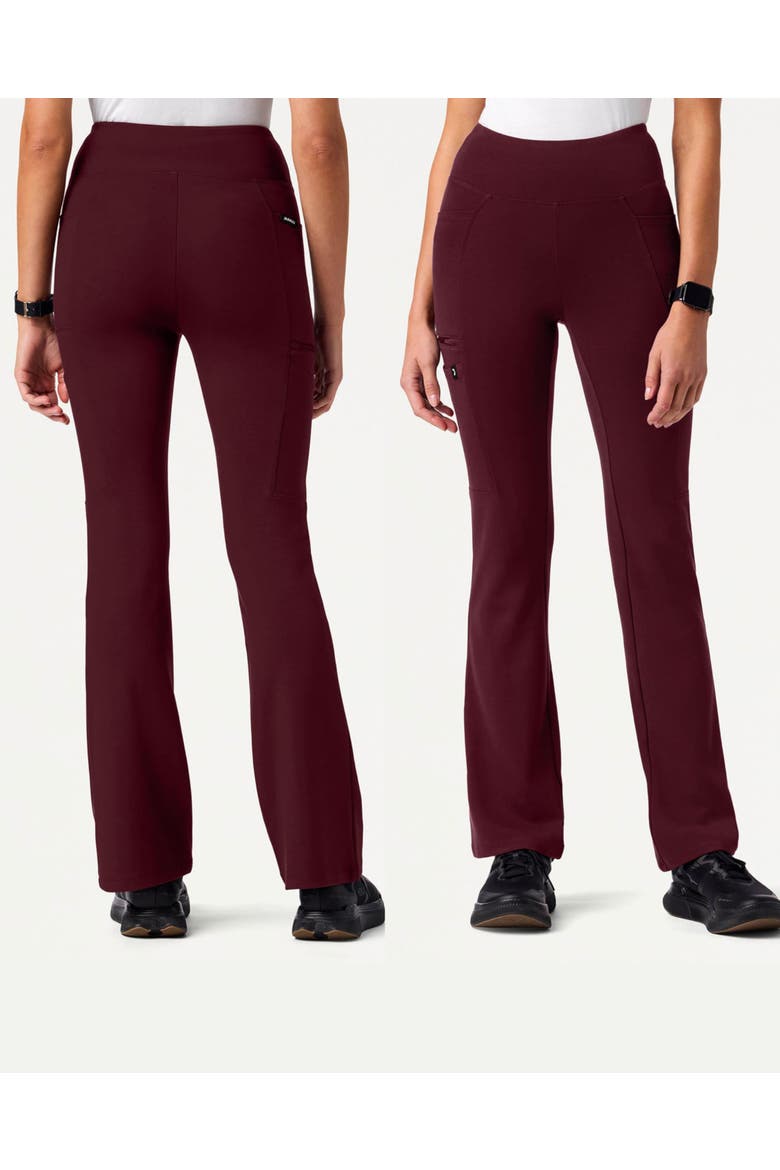 Perri UltraSOFT Women's Yoga Scrub Pant - 5 Pockets Skinny Fit, Alternate, color, Burgundy