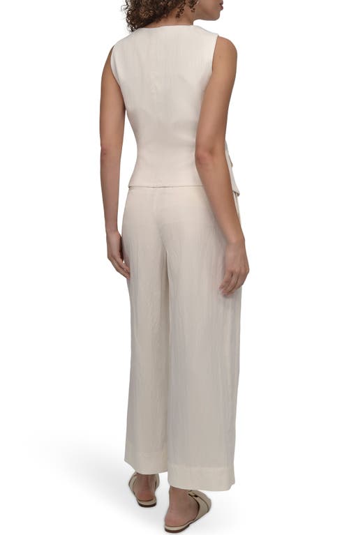 Dkny Zip Front Twill Sleeveless Top In Neutral