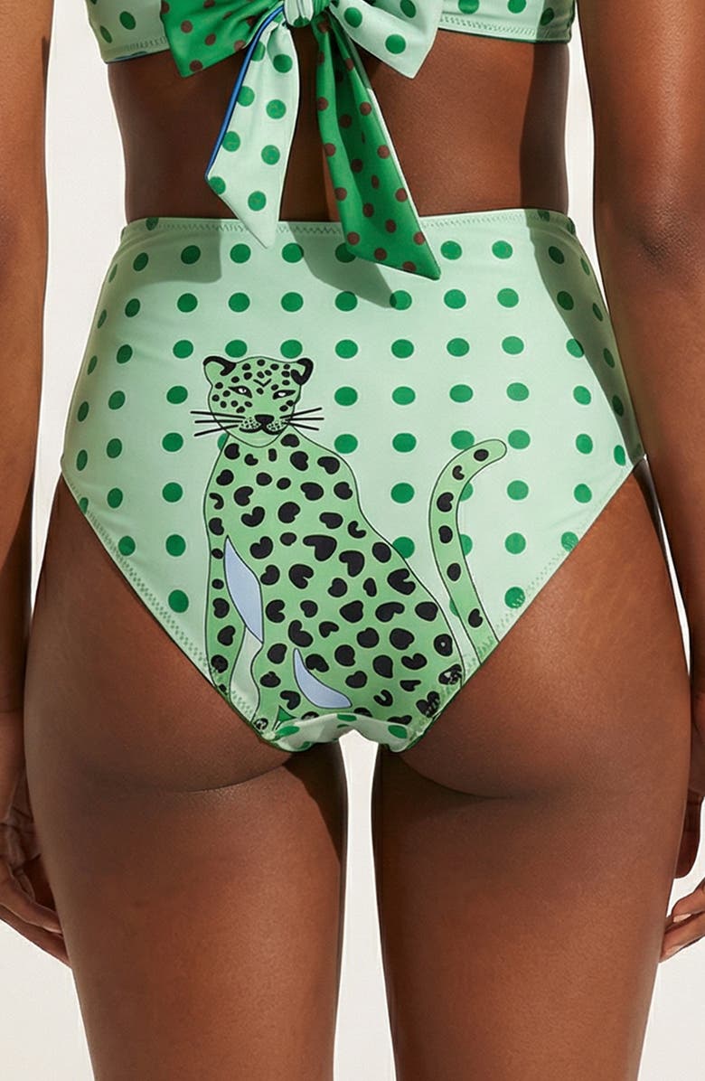 Jessie Zhao New York Polka Bloom Reversible Bikini Bottom, Alternate, color, Green