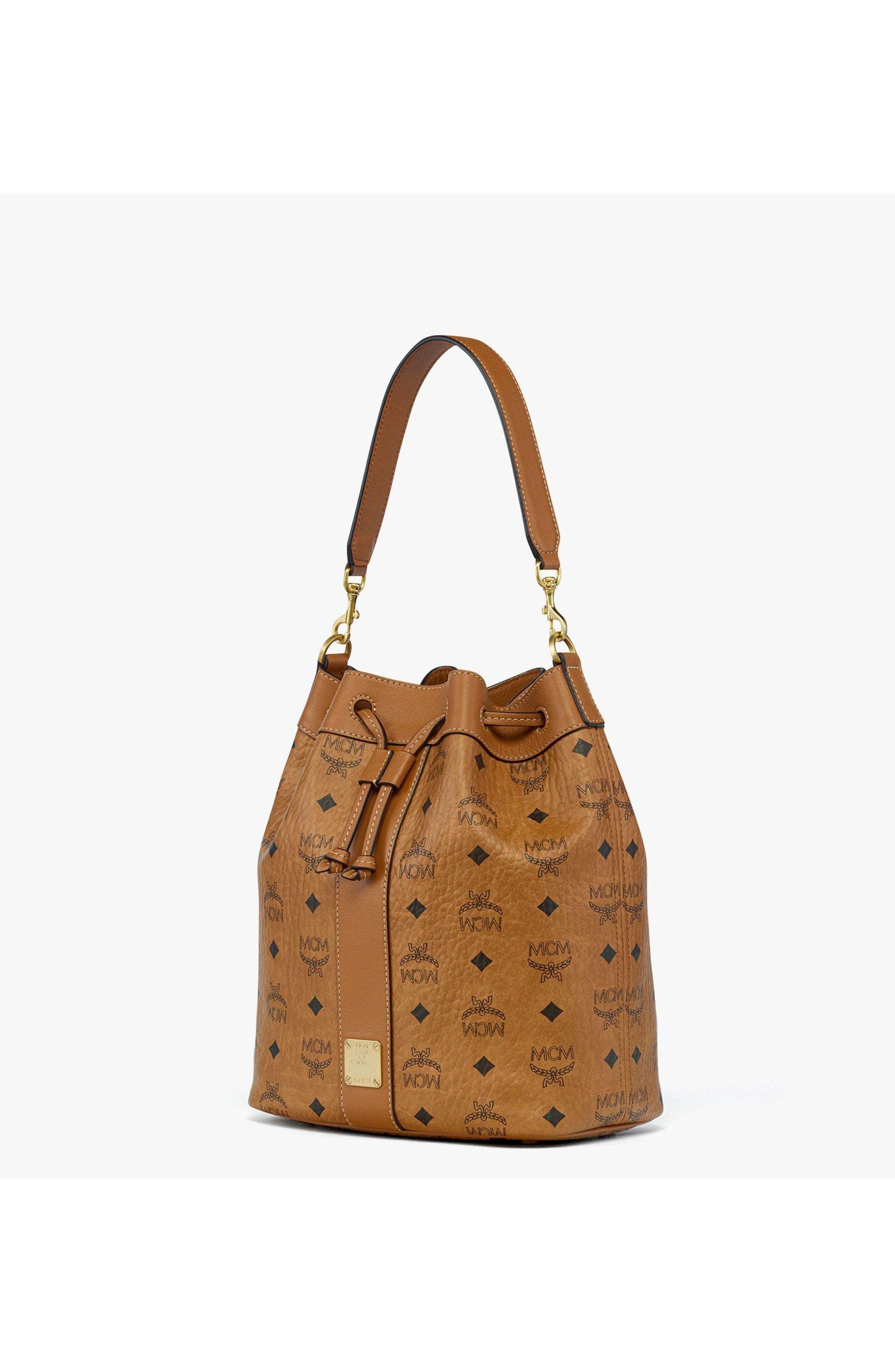 MCM Dessau Drawstring Bag in Visetos, Alternate, color, 