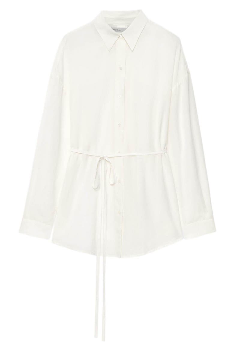 Ilana Cotton & Silk Tie Waist Shirt, Alternate, color, ECRU WHITE