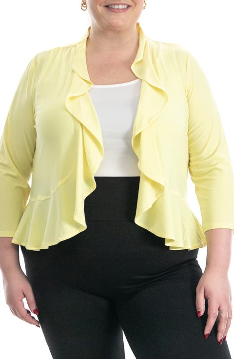 Ruffle Trim Bolero Cardigan (Plus Size