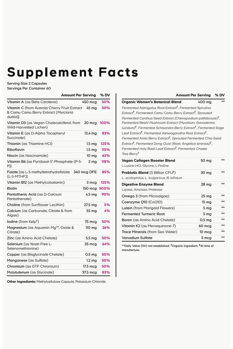 Women's Daily Multivitamins Minerals & Probiotics Supplement, Alternate, color, White